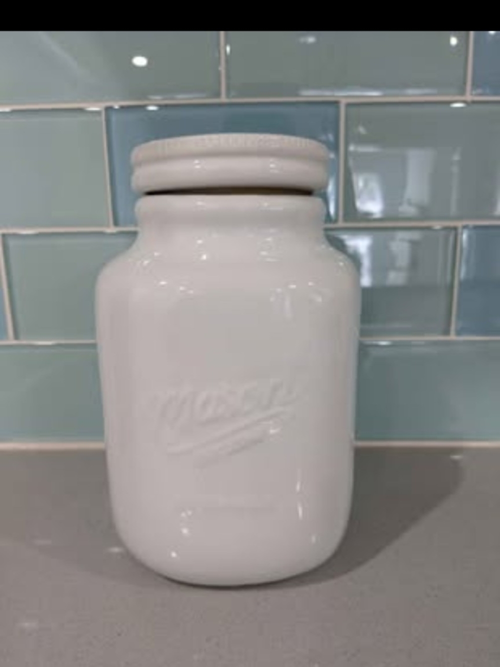 Classic White Mason Jar Ceramic Canister - Neutral Kitchen Storage